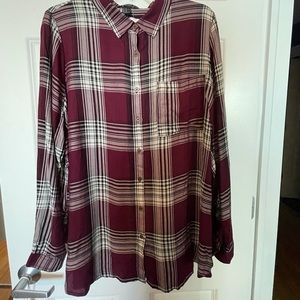 Maroon & White Plaid Shirt